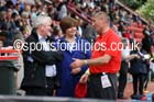 Chief starter Alan Bell talks to Brenda Foster and Carol Malia, English Schools Track and Field. Photo: David T. Hewitson/Sports for All Pics